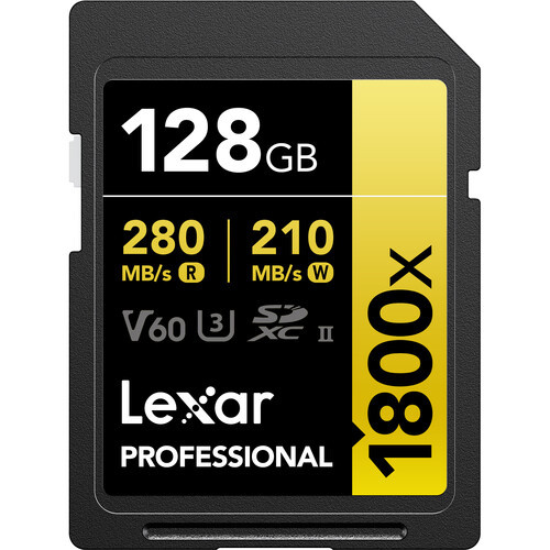 Cartão SDXC Lexar Gold Series UHS-II 128GB - 280MB/s (V60) (kit com 2 unidades)