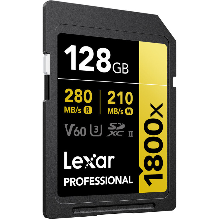 Cartão SDXC Lexar Gold Series UHS-II 128GB - 280MB/s (V60) (kit com 2 unidades)
