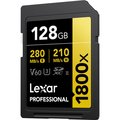 Cartão SDXC Lexar Gold Series UHS-II 128GB - 280MB/s (V60) (kit com 2 unidades)