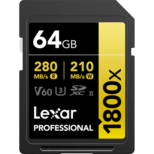 Cartão SDXC Lexar Gold Series UHS-II 64GB - 280MB/s (V60)