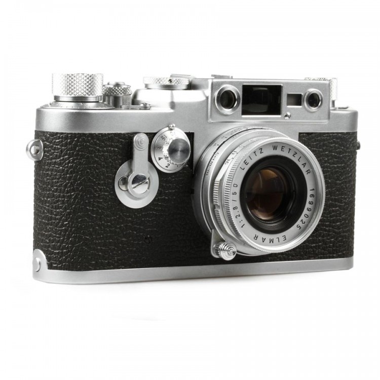 Câmera analógica 35mm Leica III G com lente Elmar 50mm f2.8 - USADA