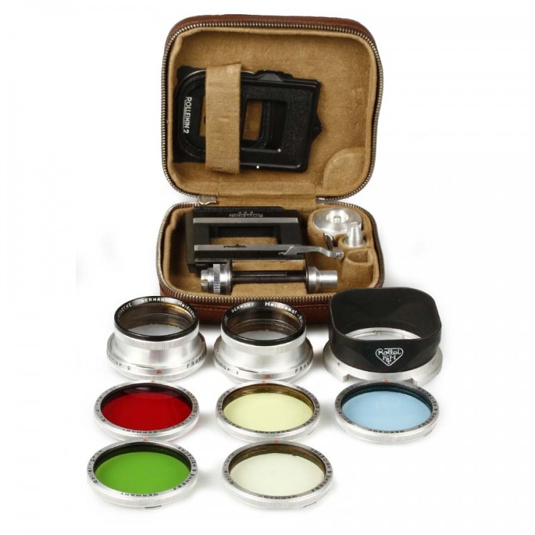 Câmera analógica TLR Rolleiflex 2.8E Planar 80mm f2.8 + acessórios - USADA