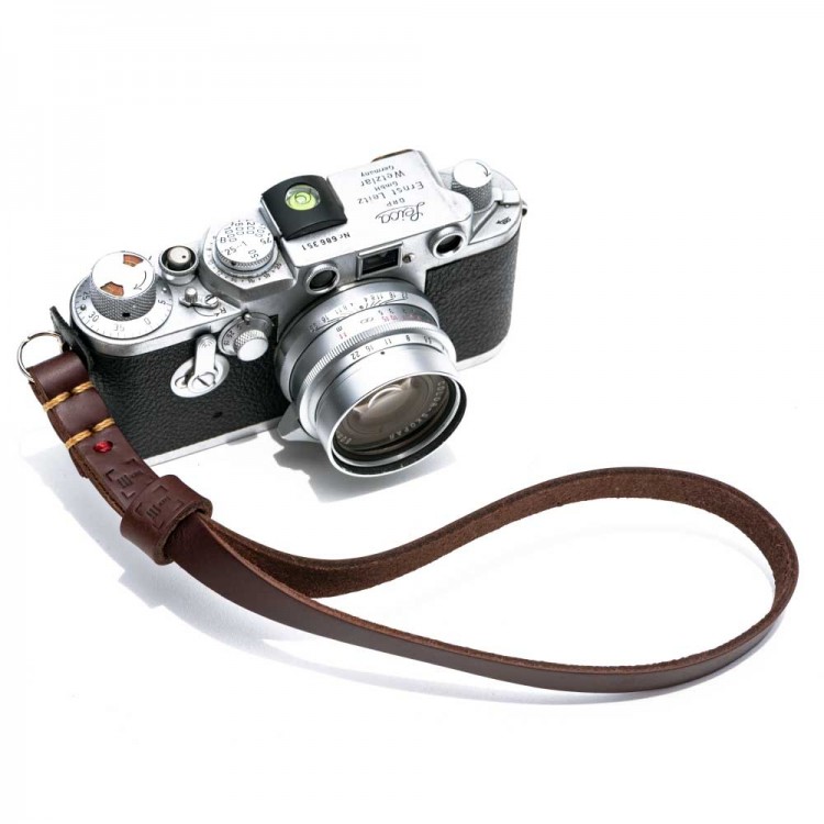 Alça de pulso luxLLi PLS-01 em couro legítimo para câmera fotográfica (café)