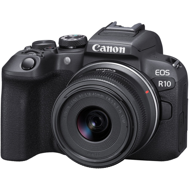Câmera mirrorless Canon EOS R10 com lente RF-S 18-45mm IS STM