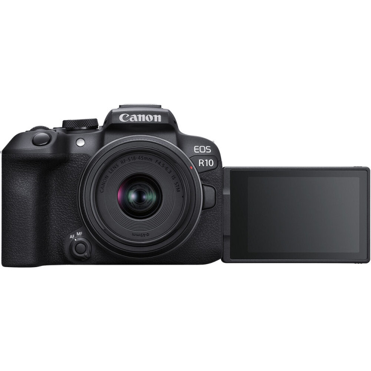 Câmera mirrorless Canon EOS R10 com lente RF-S 18-45mm IS STM