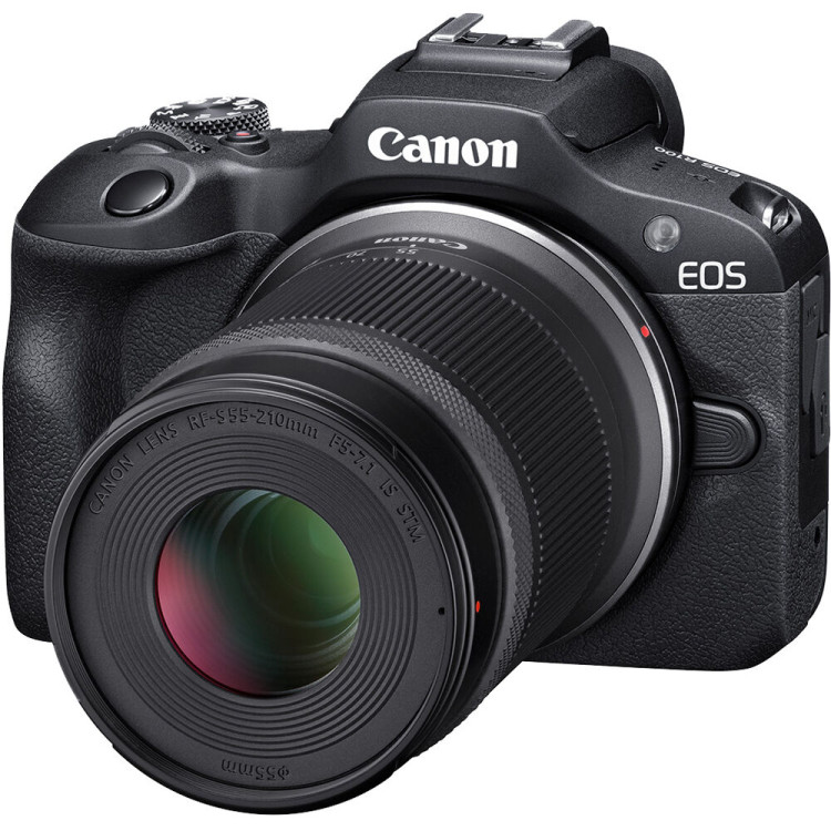 Câmera mirrorless Canon EOS R100 com RF-S 18-45mm + RF-S 55-210mm