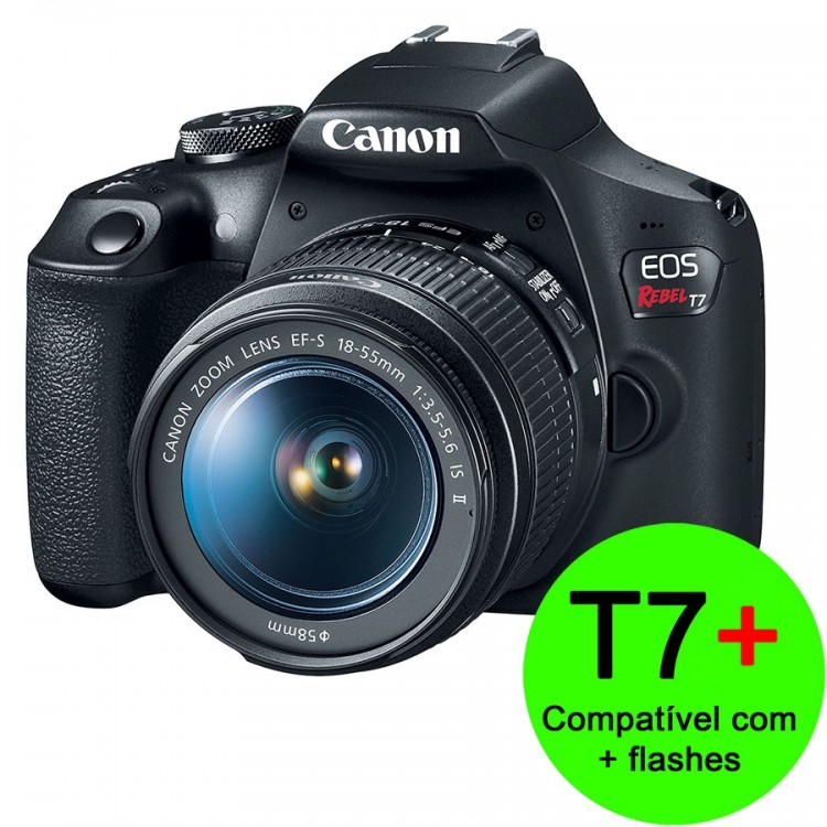 Câmera DSLR Canon EOS Rebel T7+ Plus com lente 18-55mm IS II