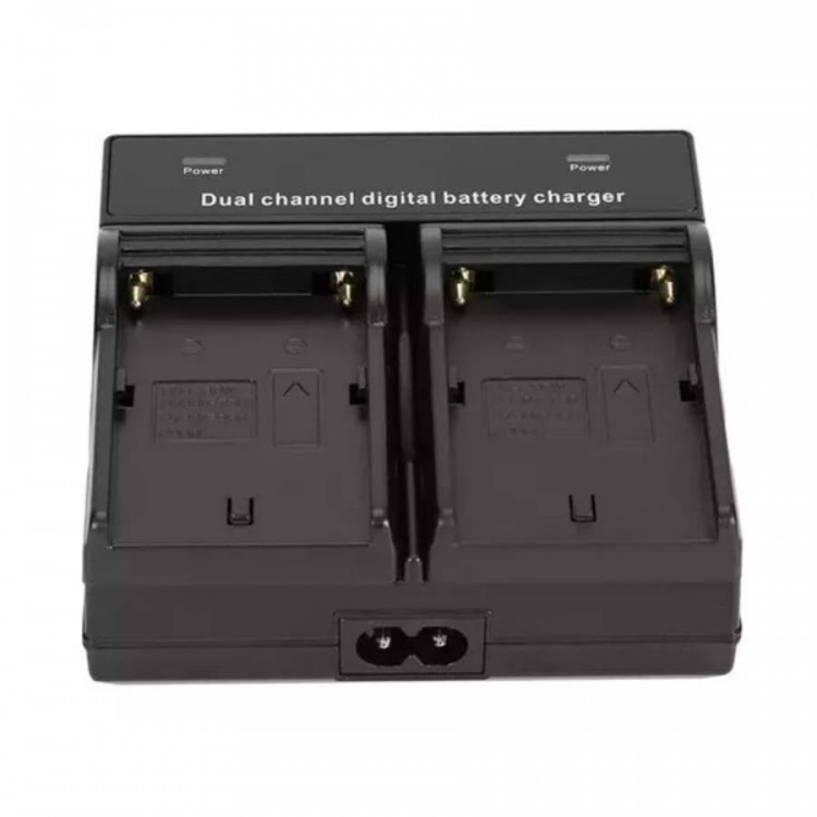 Carregador de bateria duplo para NP-F970, NP-F750, NP-F770, NP-570, F-550