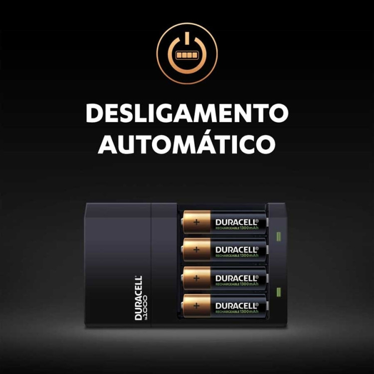 Carregador de pilhas Duracell com 4 pilhas AA 2500mAh (CEF14BR4)
