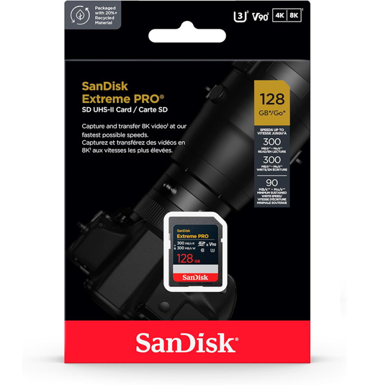Cartão SDXC SanDisk Extreme PRO UHS-II 128GB - 300MB/s (V90)