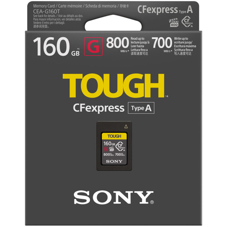 Cartão CFexpress Tipo A Sony TOUGH Série G 160GB CEA-G160T - 800MB/s