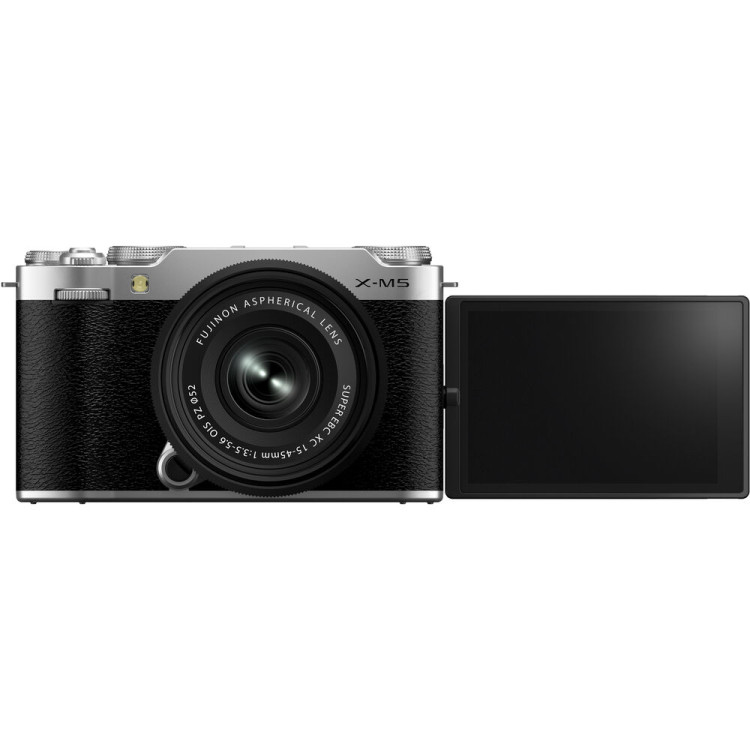 Câmera mirrorless Fujifilm X-M5 com lente 15-45mm (PRATA)
