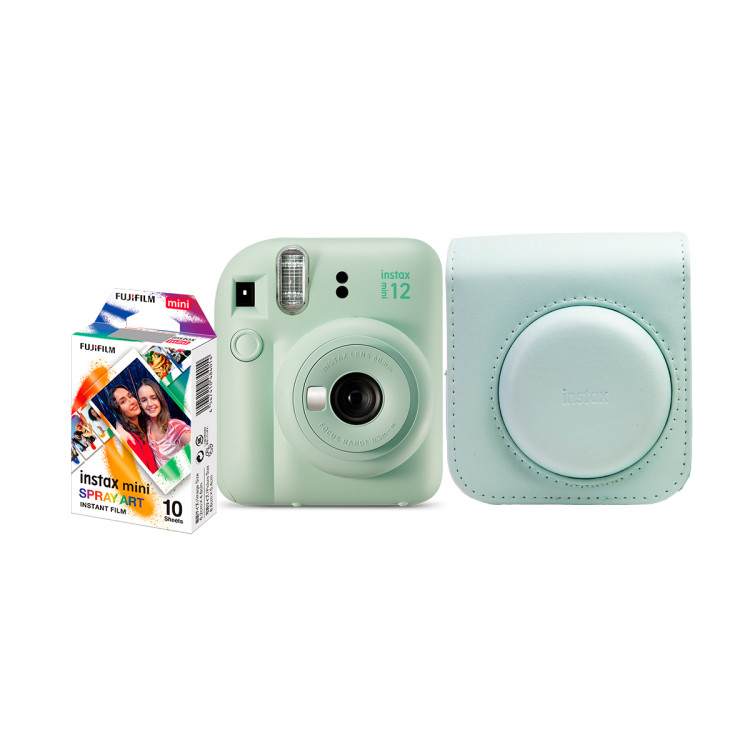 Kit câmera Instantânea Fujifilm instax mini 12 VERDE MENTA + bolsa + filme spray com 10 fotos