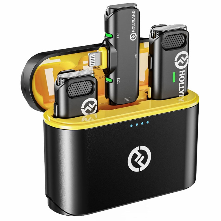 Microfone de lapela sem fio Hollyland Lark C1 Duo (duplo) para iOS Lightining