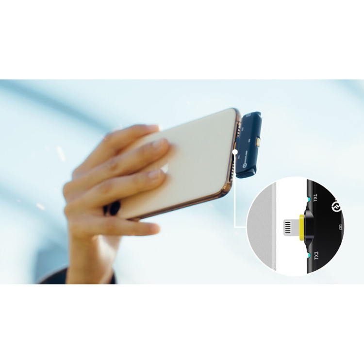 Microfone de lapela sem fio Hollyland Lark C1 Duo (duplo) para iOS Lightining