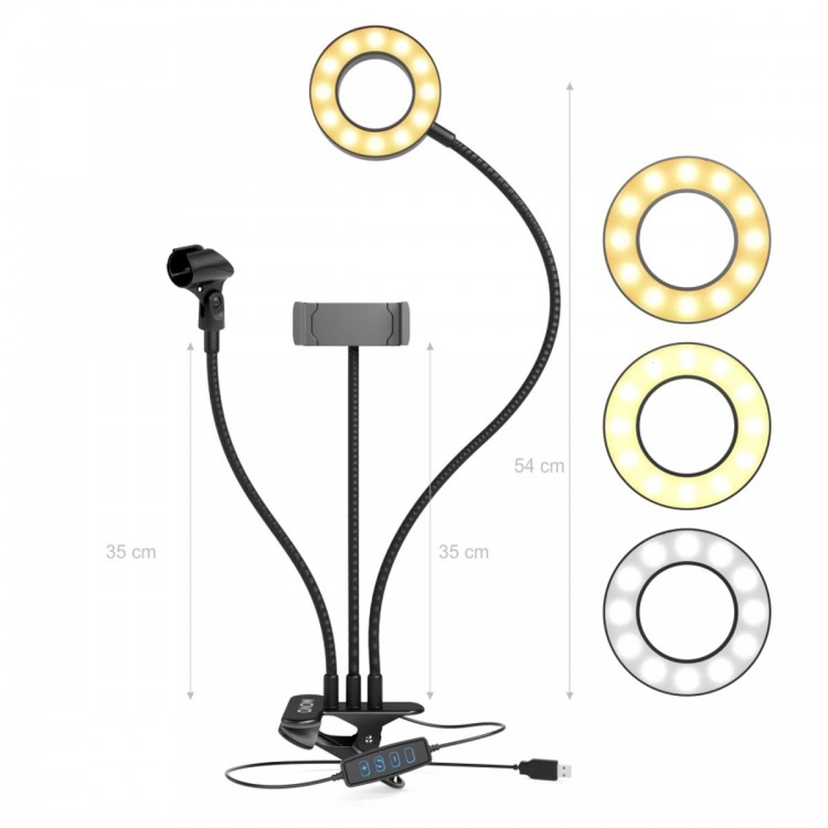 Iluminador de LED Circular Greika AL-06II Ring Light para live com suporte para microfone e para smartphone