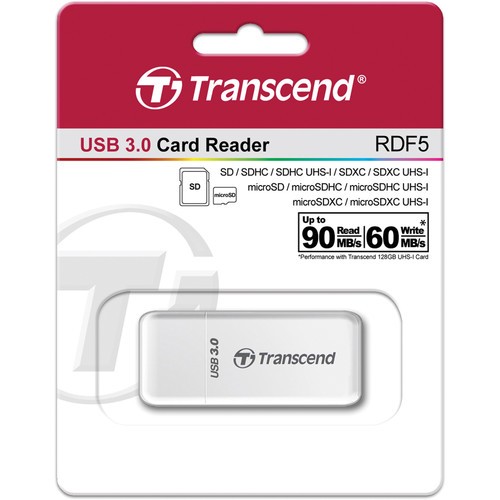 Leitor de cartão de memória SD e microSD Transcend RDF5W USB 3.0