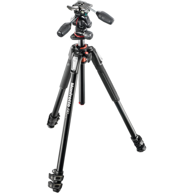 Tripé Manfrotto MK190XPRO3-3W (Kit MT190XPRO3 com cabeça MHXPRO-3W)