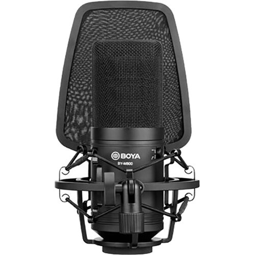 Microfone cardioide condensador Boya BY-M800 para estúdio