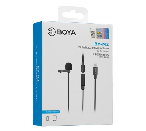 Microfone de lapela Boya BY-M2 para dispositivos iOS