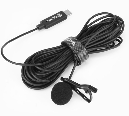 Microfone de lapela Boya BY-M3 para dispositivos USB-C