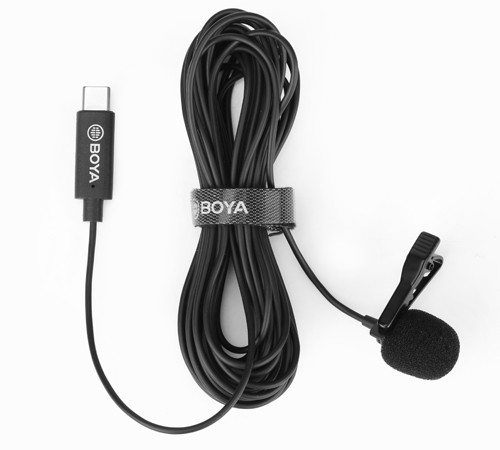 Microfone de lapela Boya BY-M3 para dispositivos USB-C