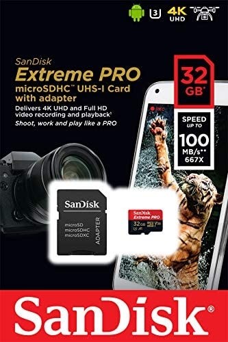 Cartão microSDHC Sandisk Extreme PRO UHS-I 32GB - 100MB/s (com adaptador SD)