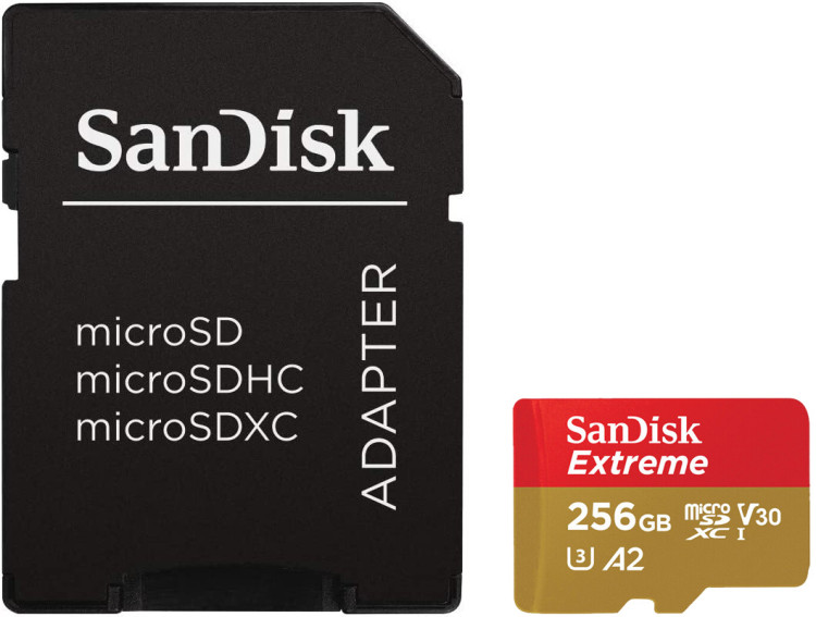 Cartão microSDXC Sandisk UHS-I Extreme 256GB - 170MB/s (com adaptador SD)
