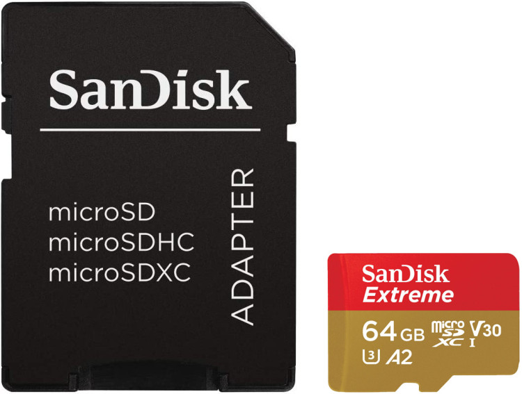 Cartão microSDXC Sandisk UHS-I Extreme 64GB - 170MB/s (com adaptador SD)