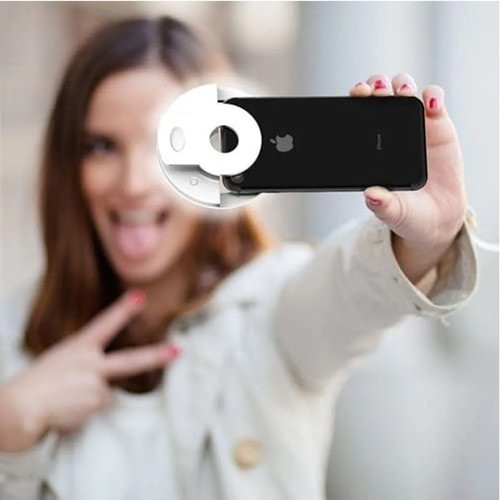 Mini Iluminador de LED circular Selfie Ring Light XJ-01 para smartphone - ROSA