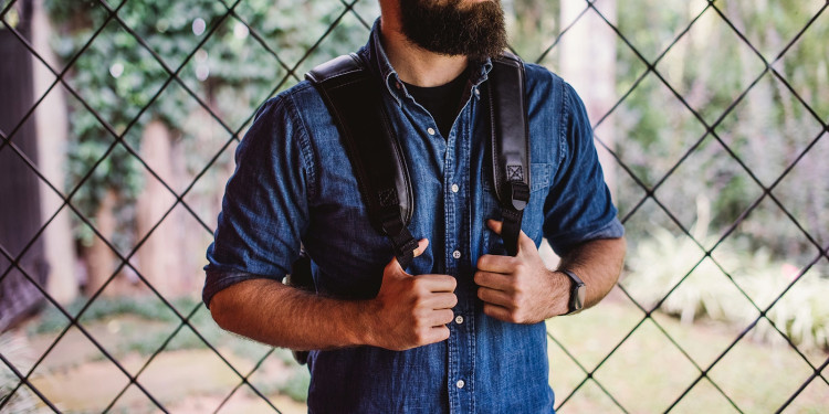 Mochila de couro legítimo Nordweg NW055B-CA Caramelo para fotógrafos