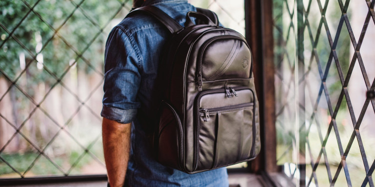 Mochila de couro legítimo Nordweg NW055B-CA Caramelo para fotógrafos
