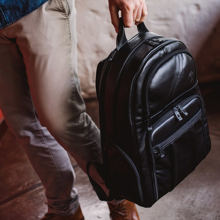 Mochila de couro legítimo Nordweg NW055B-CA Caramelo para fotógrafos