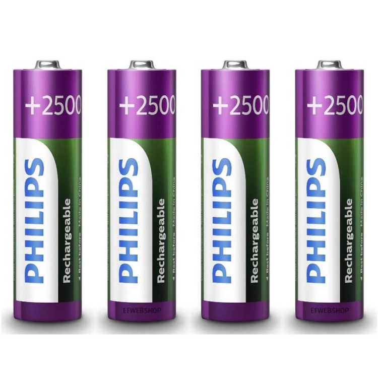 Carregador de pilhas Philips SCB2445NB com 4 pilhas AA 2450mAh