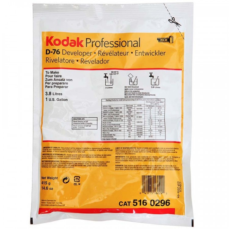 Kit Kodak Dektol + D76 + Rapid Fixer para revelação de filme e papel