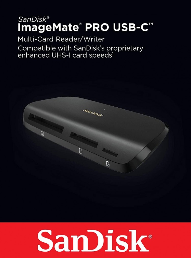Leitor de cartão de memória microSD, SD e CF SanDisk ImageMate PRO USB-C