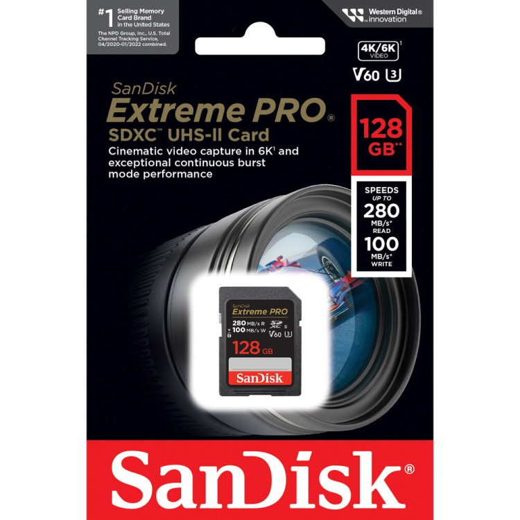 Cartão SDXC Sandisk UHS-II Extreme PRO 128GB - 280MB/s (V60)