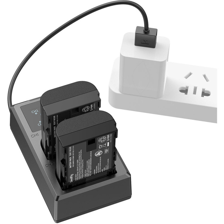 Carregador duplo SmallRig 3821 com duas baterias LP-E6NH
