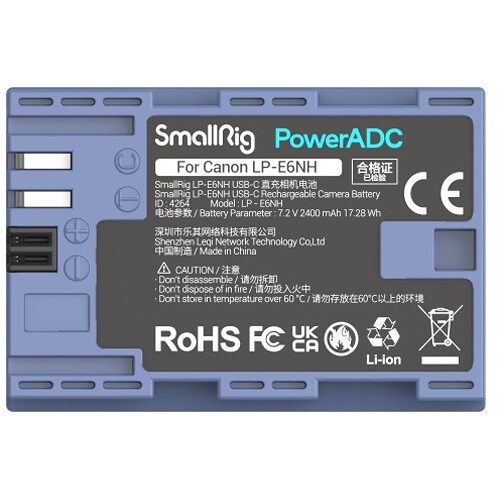 Bateria recarregável SmallRig 4264 LP-E6NH USB-C