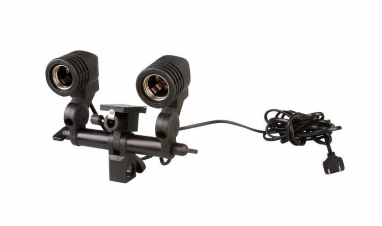 Soquete duplo Greika PK-DE27 para lâmpada E27 com suporte para sombrinha (bivolt)