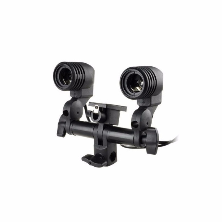 Soquete duplo Greika PK-DE27 para lâmpada E27 com suporte para sombrinha (bivolt)