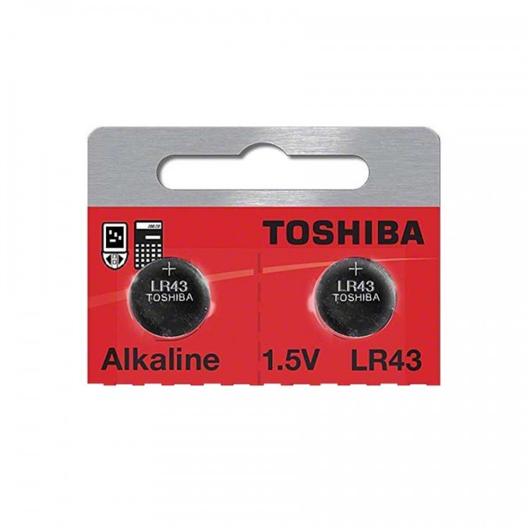 Pilha alcalina Toshiba LR43 1.5V - cartela com 2 unidades