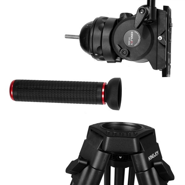 Tripé Kingjoy VT-2100L + VT-3530 com cabeça para vídeo - Suporta até 15 kg