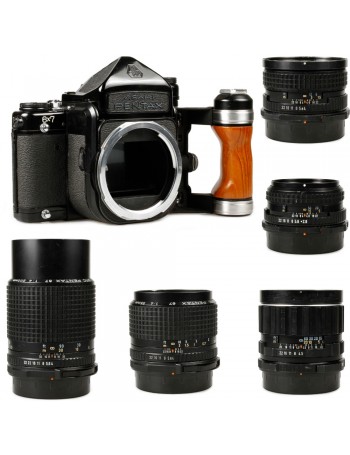 Câmera analógica Pentax 6x7 MLU (kit com 5 lentes e empunhadura) - USADA