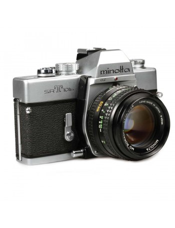 Câmera analógica 35mm Minolta SR-T 101b com lente 50mm f1.4 - USADA