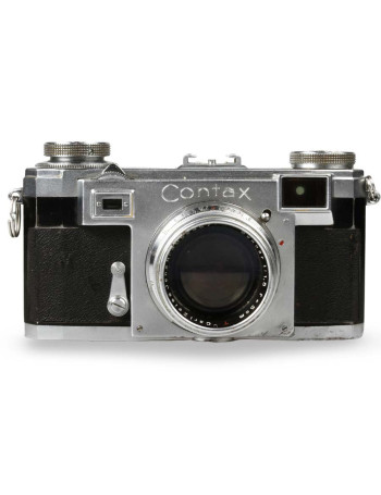 Câmera analógica 35mm Contax IIa com lente Carl Zeiss Jena Sonnar 50mm f1.5 e Helios-103 53mm f/1.8 - USADO