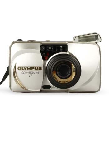 Câmera analógica compacta 35mm Olympus µ[mju:] ZOOM 140 VF (PRATA) - USADA