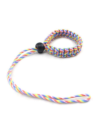 Alça de pulso de nylon tipo paracord para câmera fotográfica - arco-íris