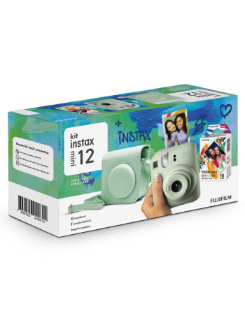 Kit câmera Instantânea Fujifilm instax mini 12 VERDE MENTA + bolsa + filme spray com 10 fotos