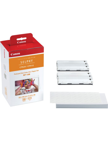 Kit papel e tinta Canon RP-108 para impressoras SELPHY (108 folhas)